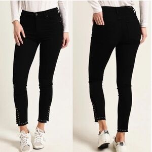 Citizens Of Humanity Rocket Ankle Split Hem Jeans Cavern Studded Black Denim 29